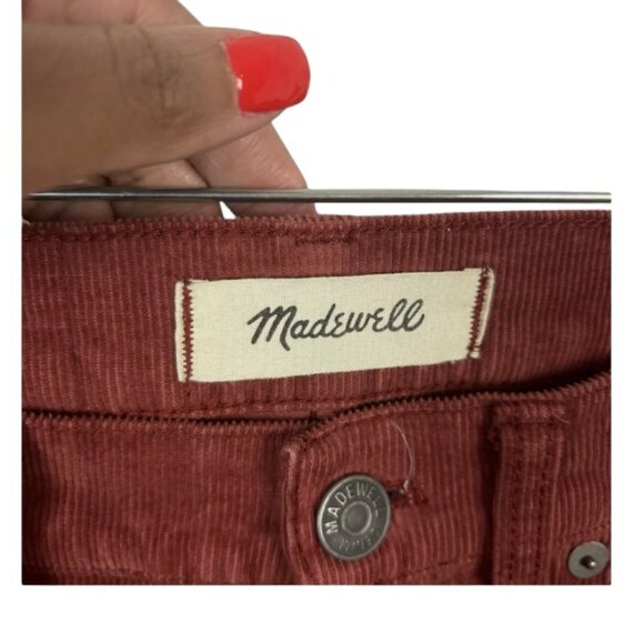 Madewell Cali Demi-Boot Jeans in Thin Corduroy Button-Front Edition Rust Red - Picture 6 of 7